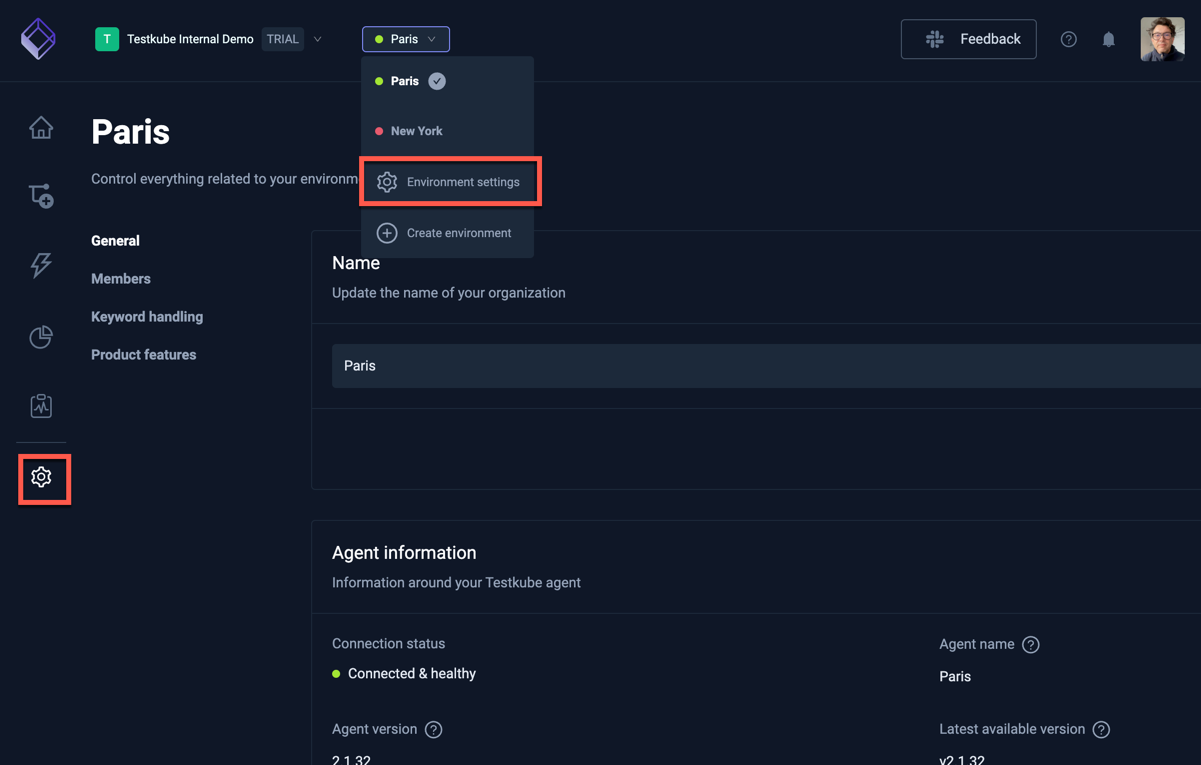 Environment Settings Dashboard